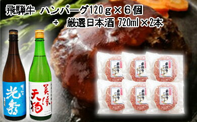 飛騨牛 ハンバーグ120g×6個入り + 厳選日本酒720ml×2本