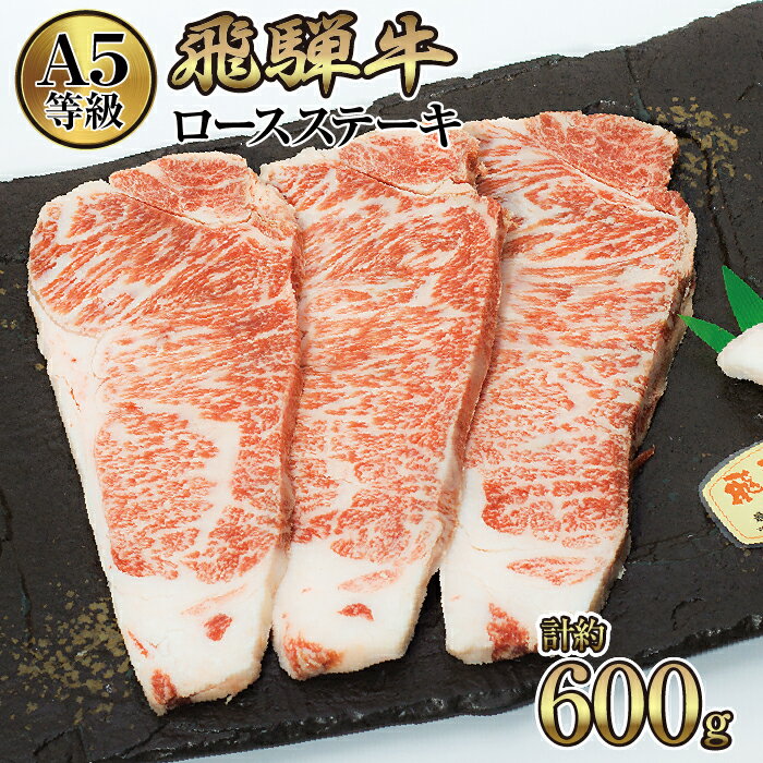 店主こだわり雌牛 飛騨牛A5等級　ロースステーキ　計約600g [No.068] ／ 牛肉 ブランド牛 メス牛 冷凍 送料無料 岐阜県 特産