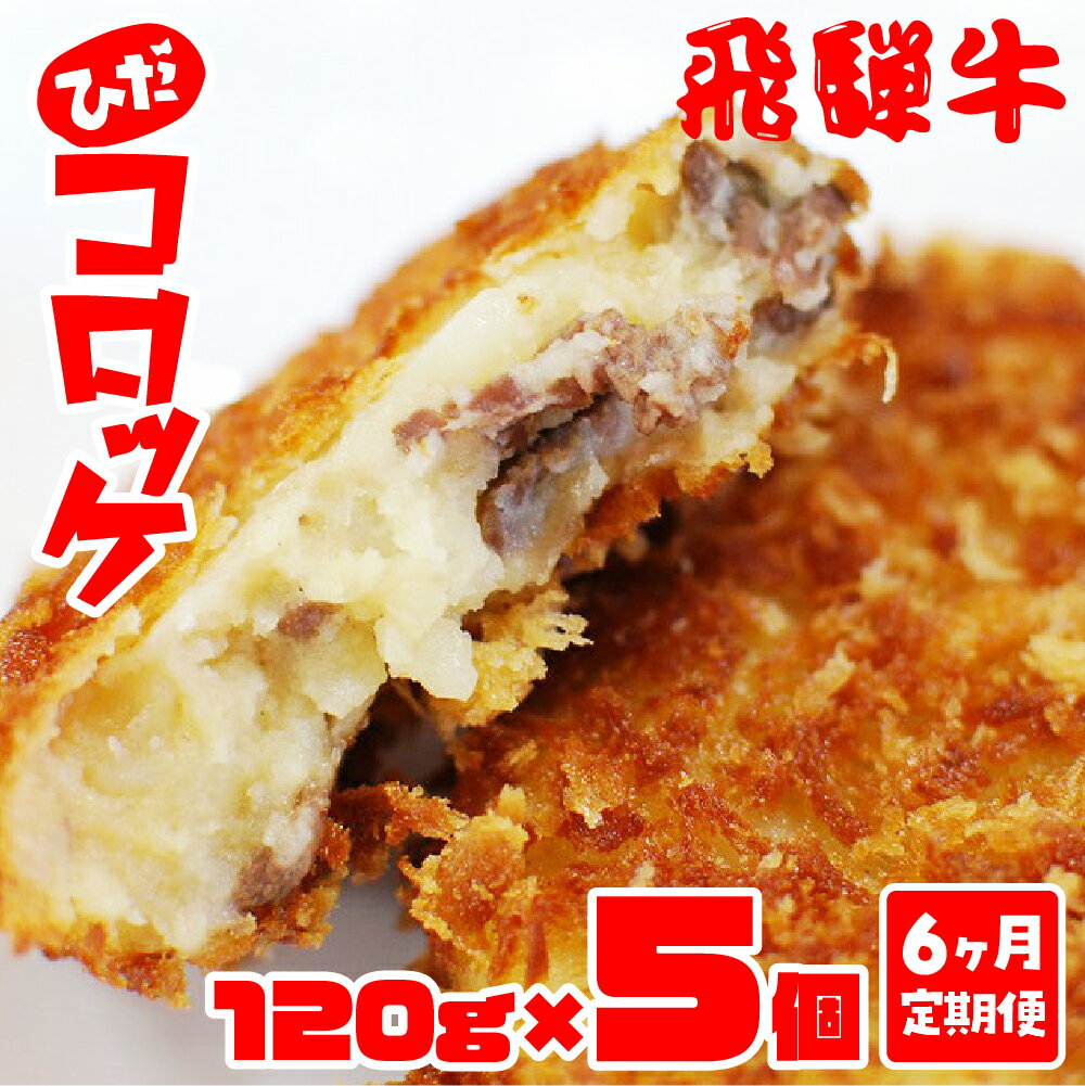 13位! 口コミ数「0件」評価「0」ひだコロッケ5個 6ヶ月定期便 冷凍 牛肉 コロッケ レンジ 自然解凍 飛騨牛コロッケ 定期便 お楽しみ[Q1192] 《hida0307》