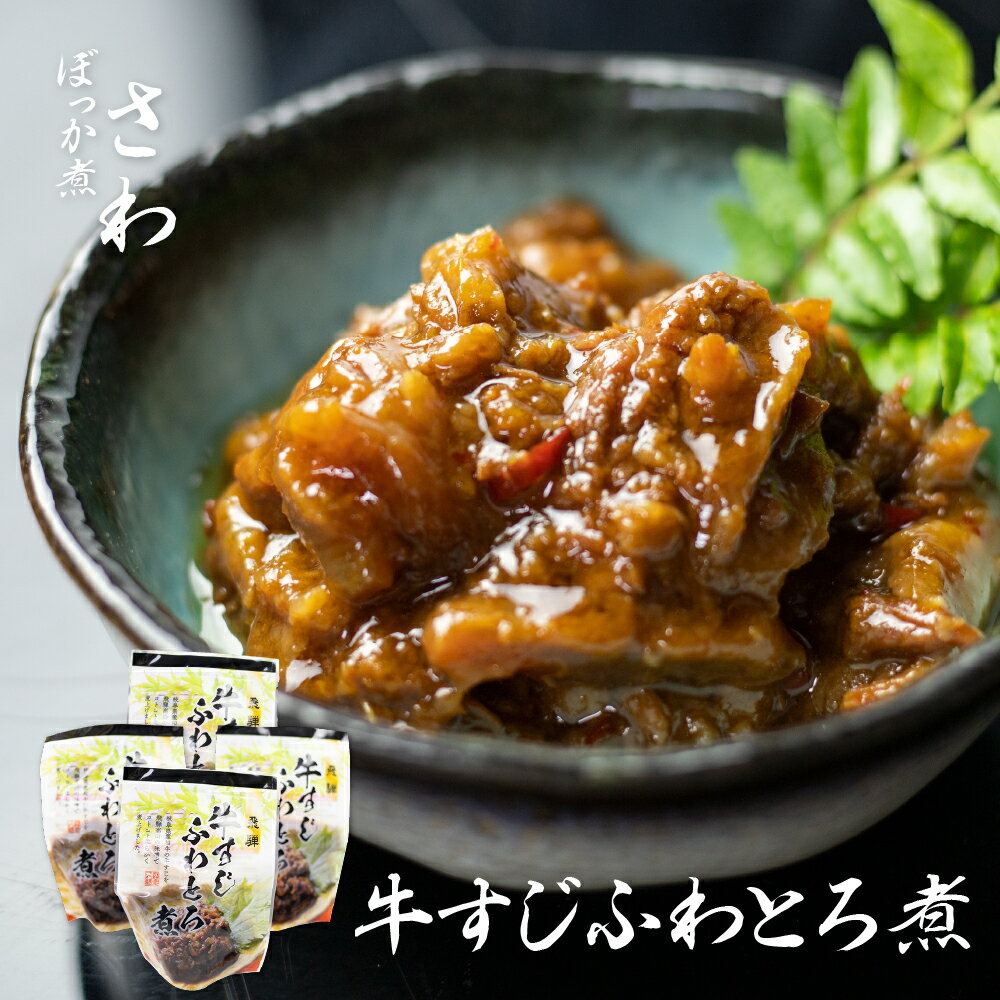 【ふるさと納税】牛すじふわとろ煮 4個セット 惣菜 牛すじ 煮込み おつまみ おかず 常温保存 味噌煮 [Q713wx]《hida0307》