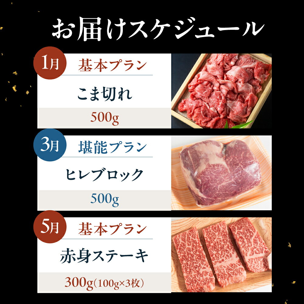 【ふるさと納税】飛騨牛お楽しみ定期便 3〜6回お届け こま切れ ヒレ ステーキ カレー肉 カルビ 焼肉 すき焼き しゃぶしゃぶ 牛肉 和牛 黒毛和牛 肉 国産 赤身肉 スキヤキ 飛騨市 冷凍発送 赤身ももスライス ヒレ肉 赤身ステーキ f212172-hida-10003916 岐阜県飛騨市 サンプル画像3