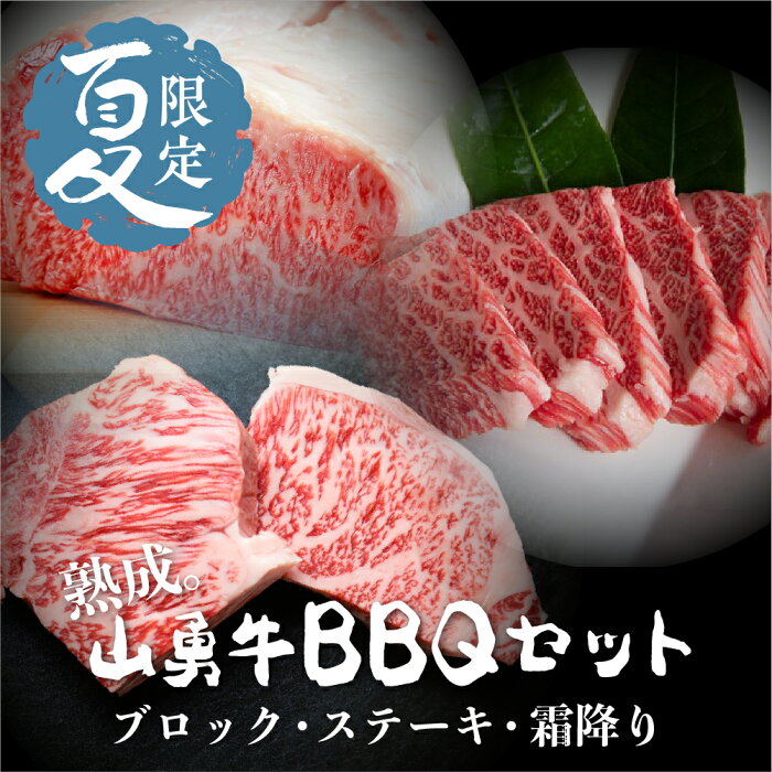 【ふるさと納税】《夏季限定》山勇牛BBQセット　シャトーブリアンブロック500g サーロインブロック500g 希少部位ステーキ100g×5枚 霜降り焼肉用500gセット 先着200名様限定箸付き バーベキュー 焼肉 山勇牛 山勇 肉 牛肉 和牛 ［M0006］350000円