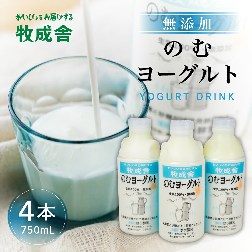 【ふるさと納税】牧成舎 ミルクと砂糖、乳酸菌だけの飲むヨーグルト4本 のむヨーグルト 乳製品 《hida0307》のサムネイル