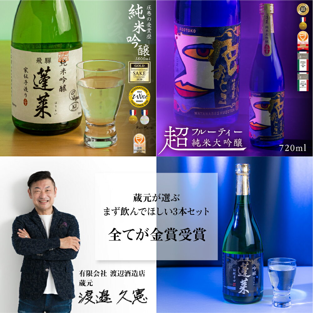 【ふるさと納税】蓬莱社長のイチオシセット 渡辺酒造店 純米吟醸 飛騨のお酒 日本酒 3本 720mlセット[Q1595]