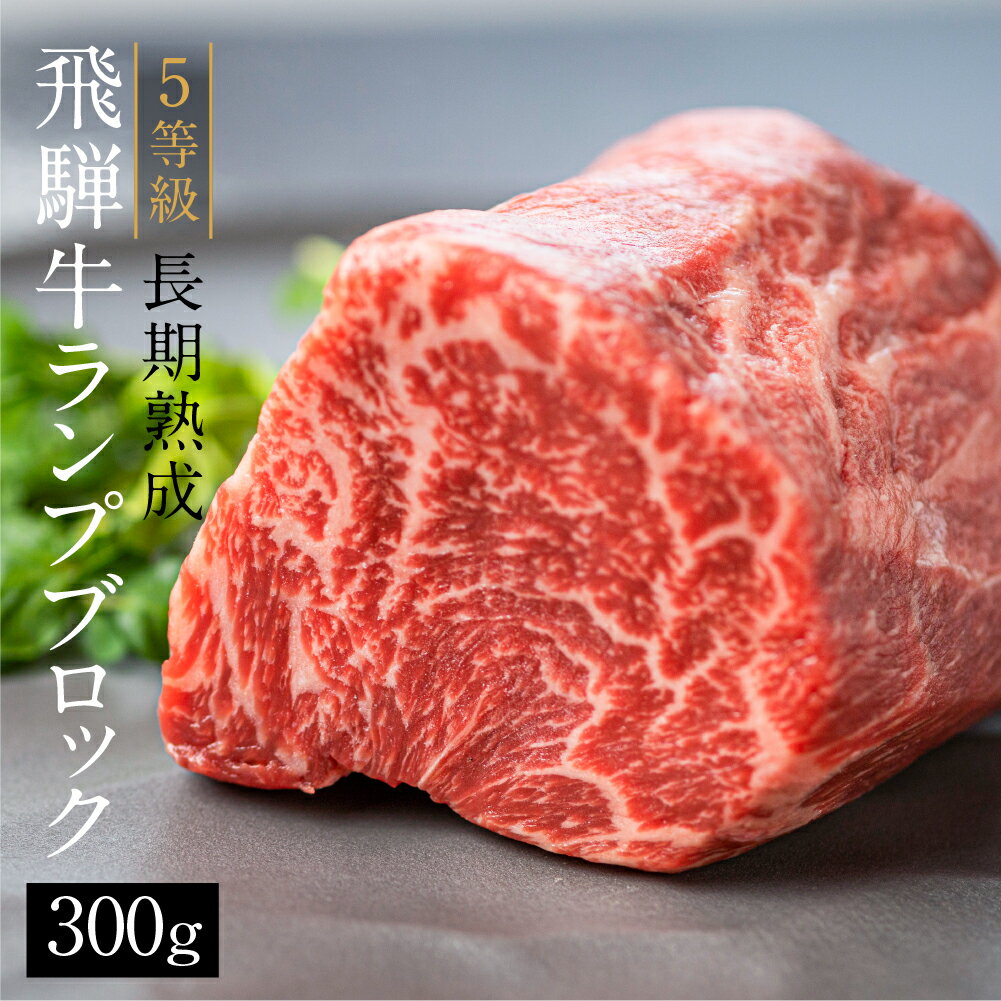 飛騨牛 5等級 ランプブロック 300g 和牛 国産 黒毛和牛 塊肉 ステーキ 赤身 希少部位 バーベキュー BBQ アウトドア ローストビーフ 古里精肉店謹製 [Q1951]