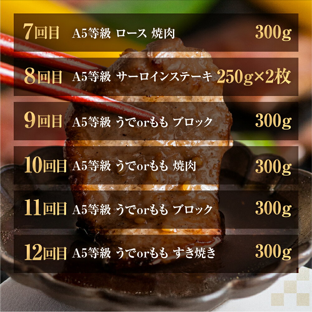 【ふるさと納税】飛騨牛づくし定期便 12回 2人前定期便 飛騨牛 5等級 しゃぶしゃぶ すき焼き ステーキ 焼肉 お楽しみ定期便 12ヵ月 もも うで 食べ比べ 国産牛 国産 牛肉 肉 厳選 熟成 肉の沖村 飛騨市 どやな飛騨市 f212172-hida-10003726 岐阜県飛騨市 サンプル画像3