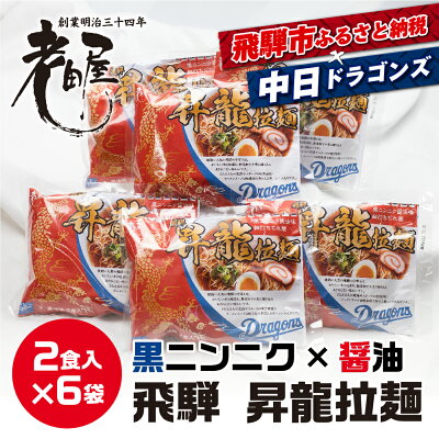 岐阜県飛騨市 【ふるさと納税】中日ドラゴンズコラボ 飛騨ドラ麺セット 計12食 2食入×6袋セット 細麺 飛騨 常温 生麺 まとめ買い ご当地ラーメン 高山ラーメン 中華そば 老田屋10000円 1万円