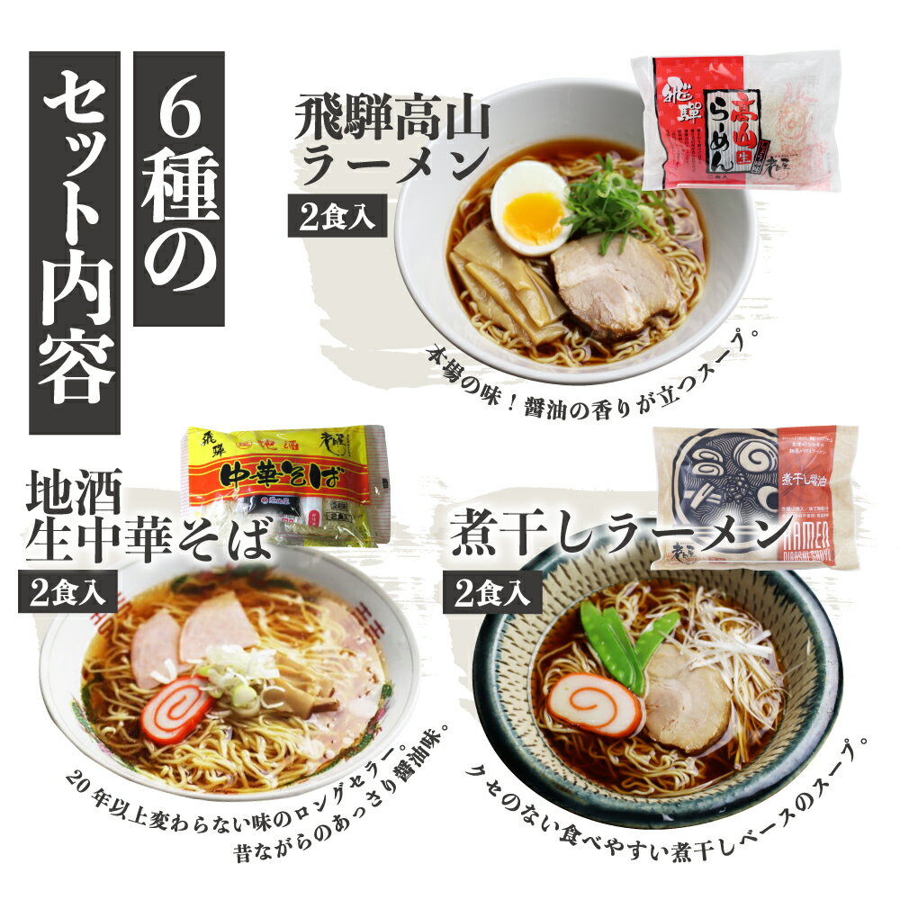 【ふるさと納税】老田屋しょうゆラーメン食べ比べセット 6種 12食 醤油ラーメン 拉麺 常温保存 老田屋[Q746]8000円 《hida0307》