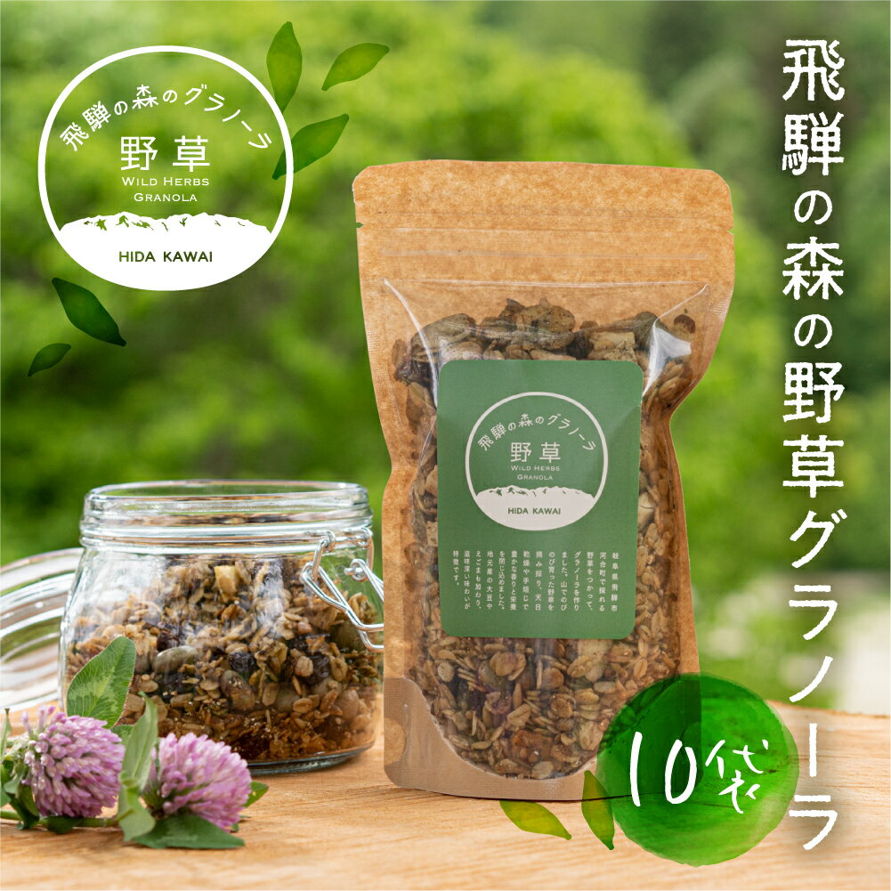 【ふるさと納税】飛騨産野草が入った飛騨の森の グラノーラ　10袋 オートミール 無添加 シリアル 自然派 ハトムギ 36000円 [Q860] スイーツ プレゼント