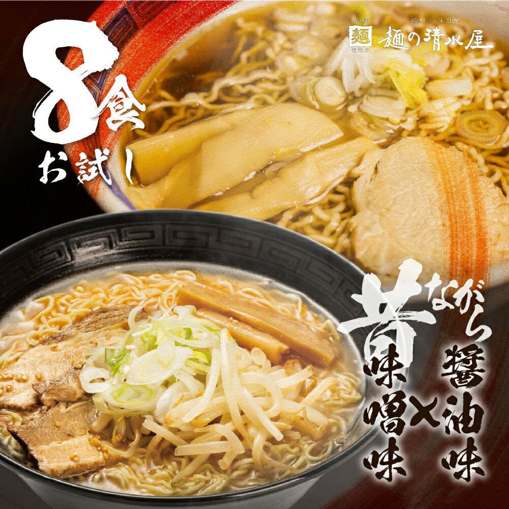 【ふるさと納税】【訳あり】ラーメン 高山ラーメン 中華そば みそらーめん セット 計8食 簡易包装 エコ包装 お試しセット 味噌ラーメン ご当地ラーメン 細麺 常温 生麺 麺の清水屋[Q1870re] 4000円