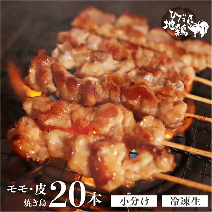 鶏肉 焼き鳥 飛騨地鶏 串 モモ・皮セット 20本(10本×2袋) 国産鶏肉 国産 鶏肉 地鶏 やきとり 焼鳥 冷凍 小分け バーベキュー キャンプ アウトドア[Q1943re]