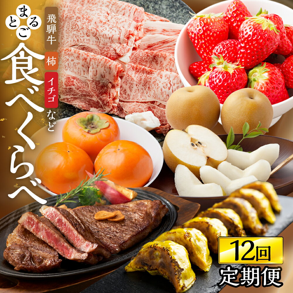 [定期便]本巣市まるごと定期便 12回お届け | 年間 1年間 飛騨牛 牛肉 肉 和牛 惣菜 餃子 ギョウザ フルーツ 果物 梨 なし イチゴ いちご 苺 柿 かき 太秋 富有 柿 富有柿 お楽しみ [mt226] 岐阜県 本巣市 200000円 20万円