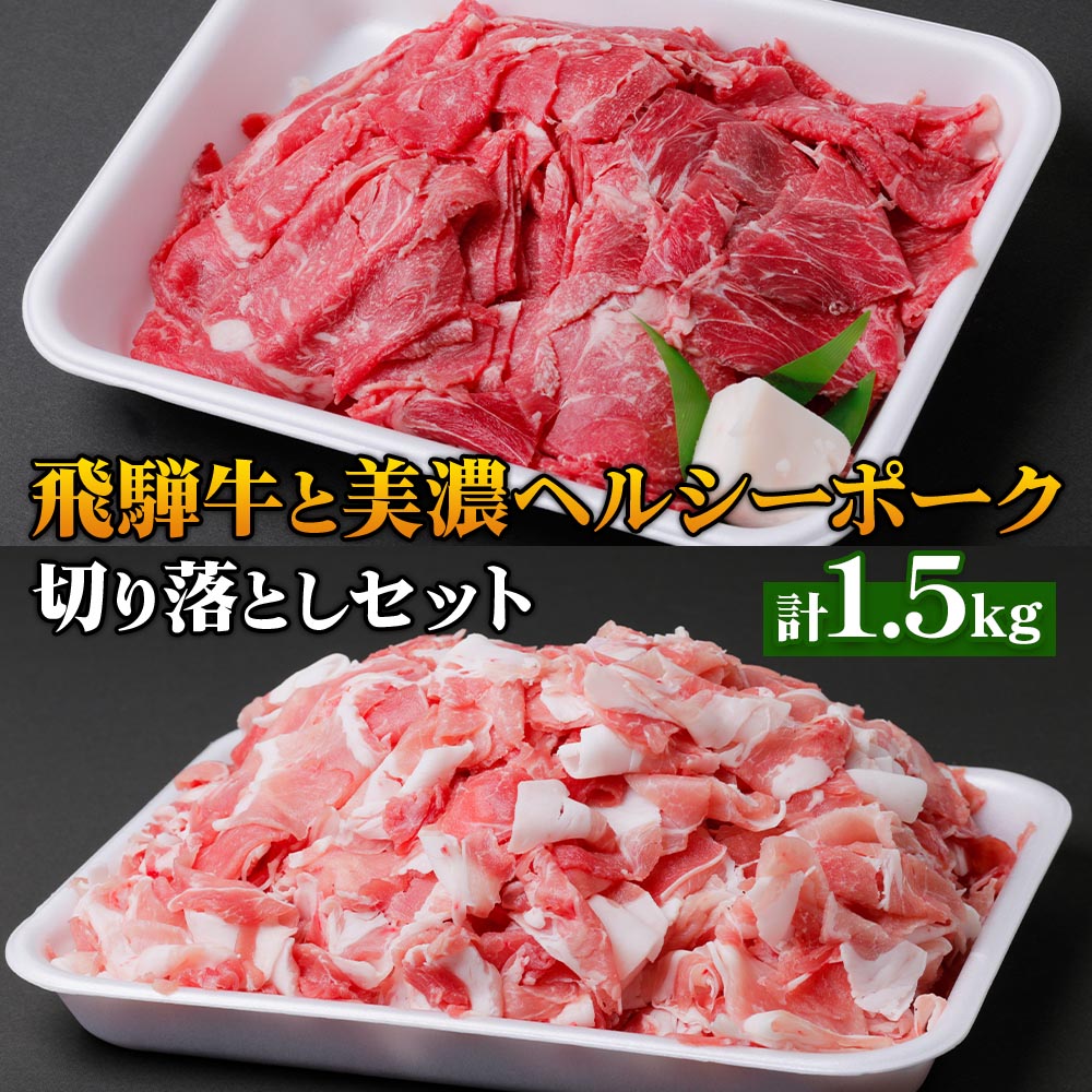 飛騨牛と美濃ヘルシーポーク 切り落としセット 計 1.5kg 牛肉 豚肉 肉 国産 国産牛 黒毛和牛 ぶた モモ 切落し 小分け 小間切れ 冷凍 本巣市 [1176] 14000円