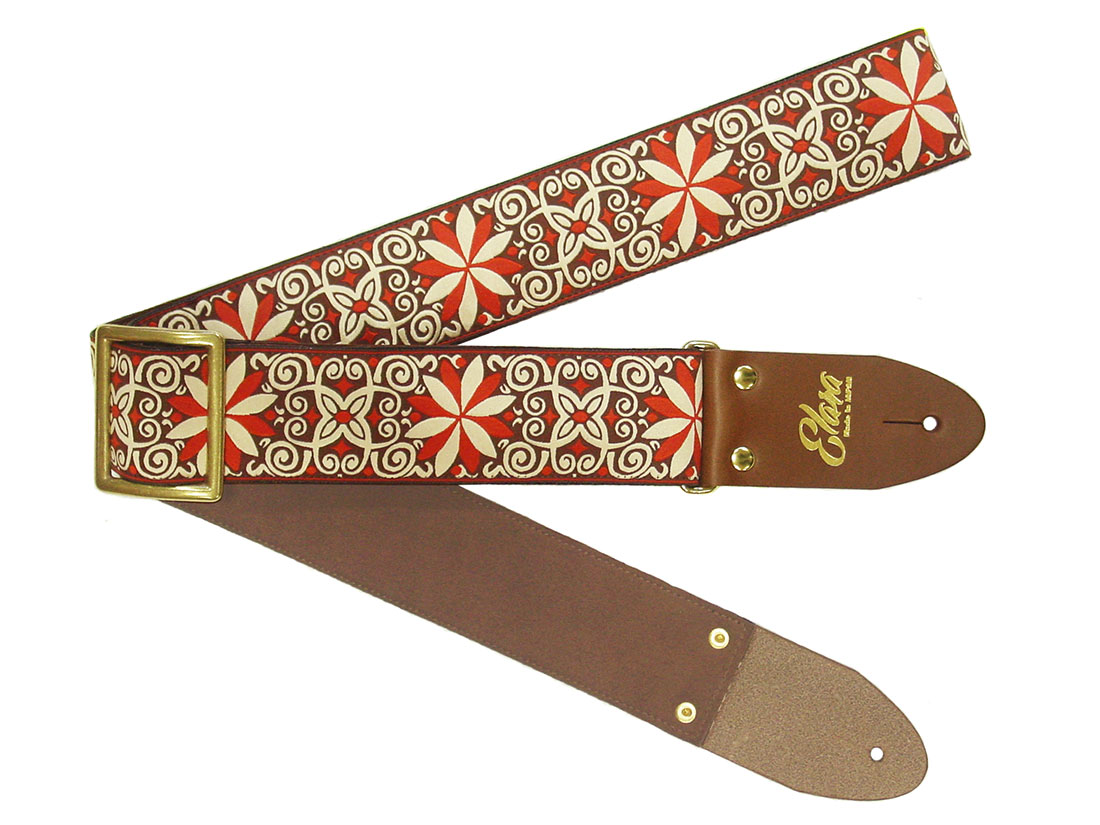 【ギターストラップ】Elara Straps Pinwheel Zinnia Brown 郡上市 レザー 真鍮バックル ウルトラスエード プロ仕様 エレキ アコギ ベース Ksound 小林楽器店