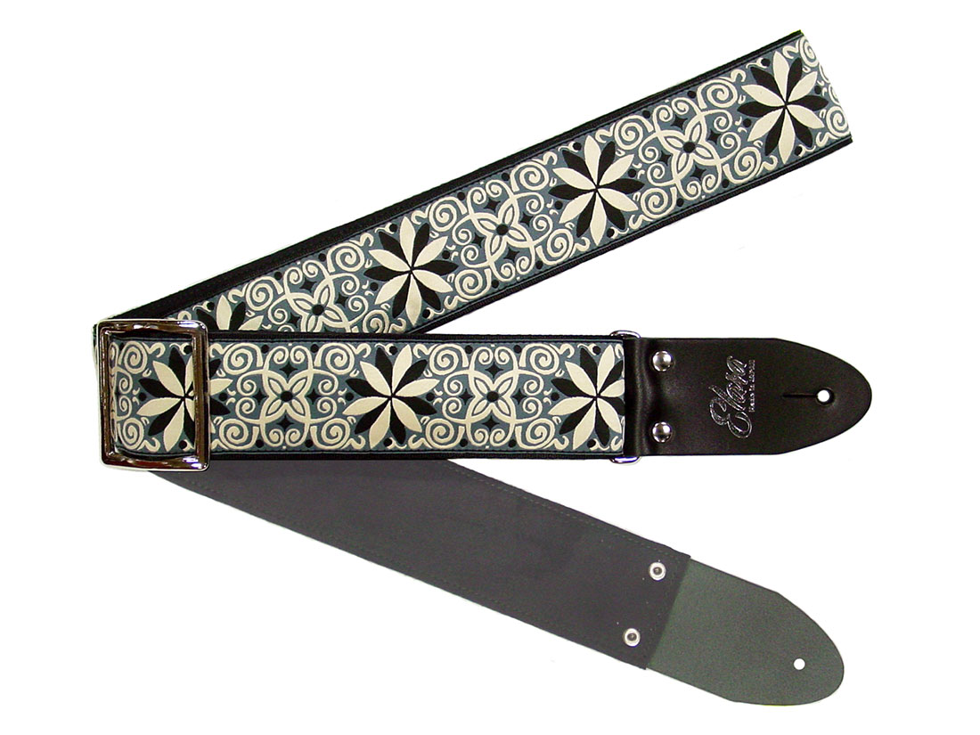 【ギターストラップ】Elara Straps Pinwheel Zinnia Gray 郡上市 レザー 真鍮バックル ウルトラスエード プロ仕様 エレキ アコギ ベース Ksound 小林楽器店