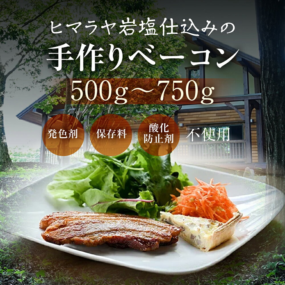 塩だけ無添加 こだわりのベーコン(750g) 手作り ベーコン 発色剤・保存料・酸化防止剤不使用 豚肉 燻製 燻製ベーコン 岐阜県 郡上市