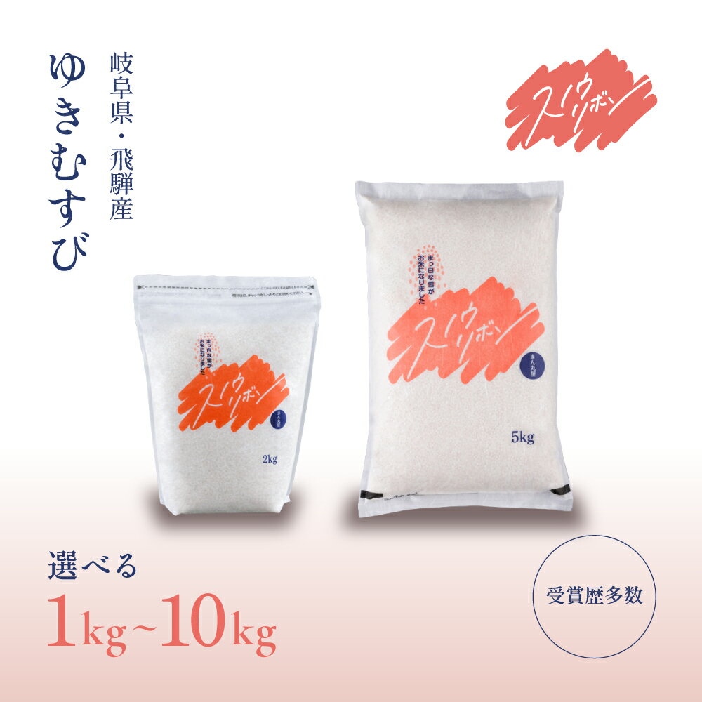 [2025年産米](選べる内容量)スノウリボン(ゆきむすび)1kg・2kg・3kg・5kg・10kg×1袋 ブランド米 精米 米 お米 令和7年産 まん丸屋 下呂市