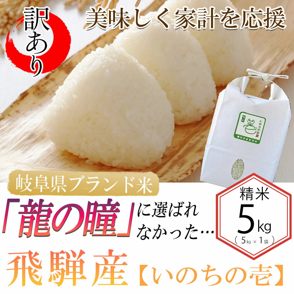 【ふるさと納税】【2023年産】訳あり 家計応援米！農家支援！龍の瞳になれなかった 飛騨産米 5kg×1（いのちの壱）お米 精米 2023年産 令和5年産 下呂市 下呂温泉 10000円