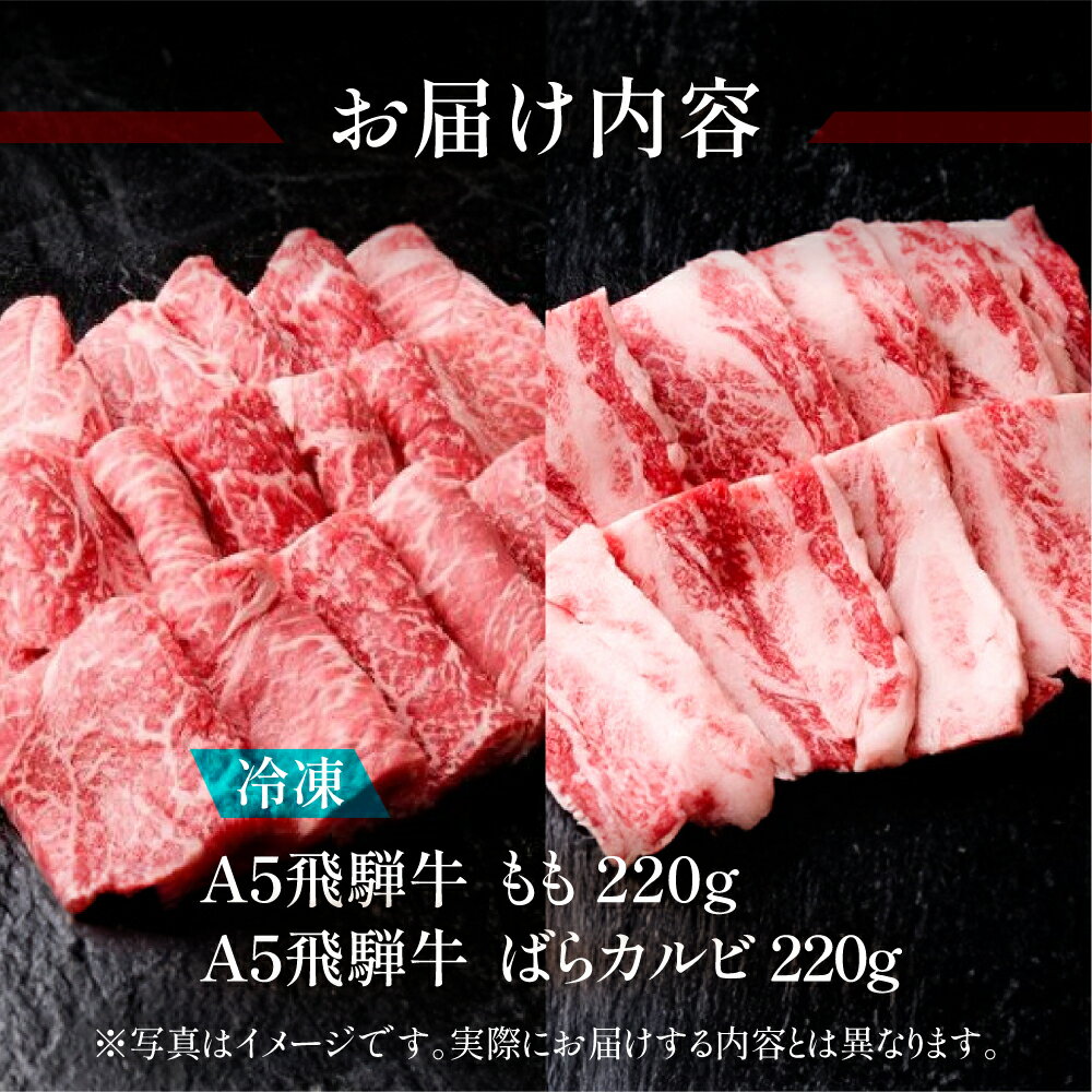 【ふるさと納税】飛騨牛 焼肉 2種セット 計440g (赤身 もも 220g カルビ 220g ) ばらカルビ 【冷凍】 牛肉 焼き肉 食べ比べ 牛肉セット おすすめ 肉 和牛 人気 ブランド牛 肉ギフト 国産 贈答品 焼肉用 ギフト 和牛 17000円 岐阜県 下呂市