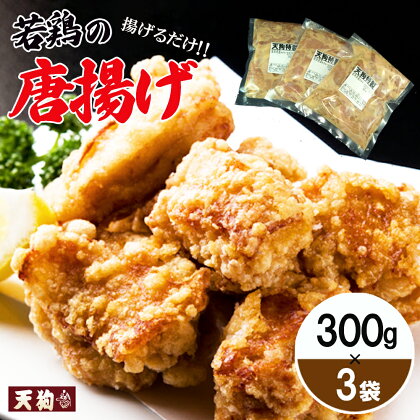 若鶏の唐揚げ用（揚げるだけ）300g（約2人前）×3袋 （900g）【冷凍】鶏肉 からあげ から揚げ 味付き 天狗 8000円 岐阜県 下呂市