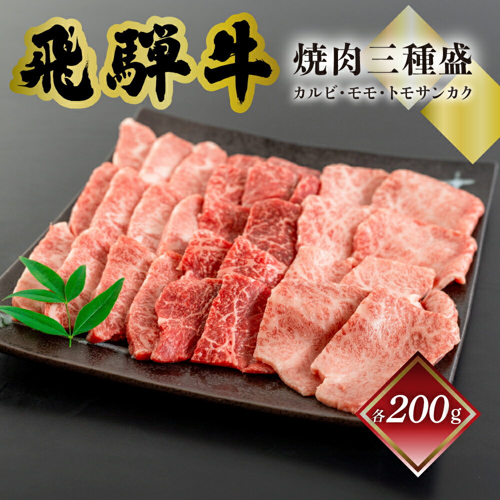 菊の井飛騨牛 焼肉三種盛り 600g (カルビ、モモ、トモサンカク 各200g)飛騨牛 下呂温泉 おすすめ 牛肉 肉 和牛 赤身 人気 ブランド牛 肉ギフト 国産 贈答品 もも ギフト 焼肉 [冷凍] 25000円 岐阜県 下呂市