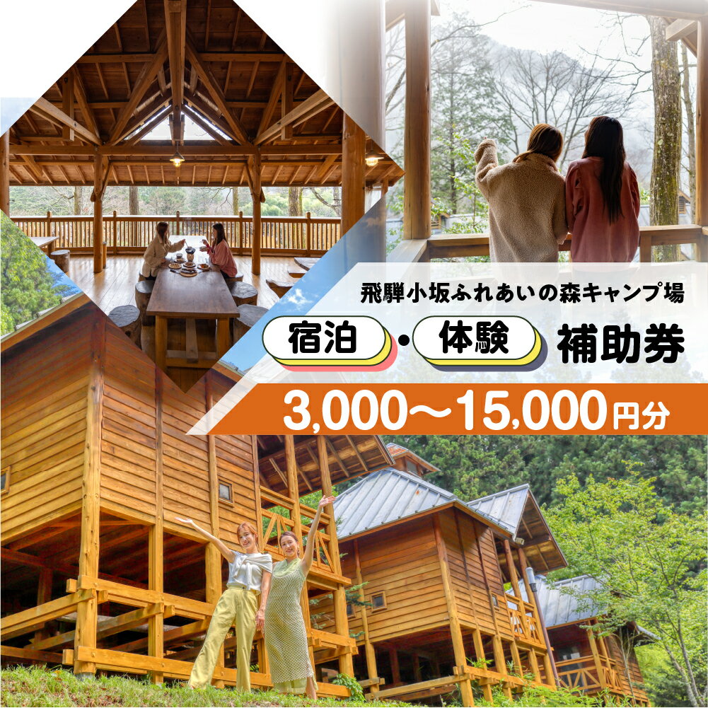 【ふるさと納税】【飛騨小坂ふれあいの森キャンプ場】宿泊・体験補助券(3,000円分〜15,000円分)キャンプ 体験 アウトドア ログハウス バンガロー 旅行 下呂市 宿泊券 小坂 宿泊 岐阜県