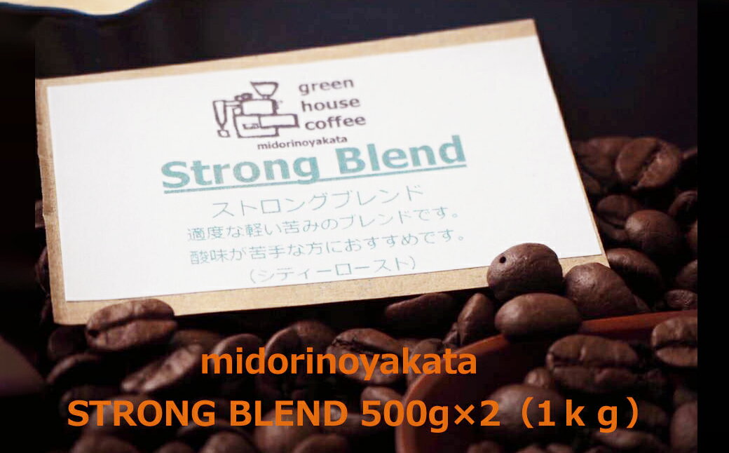 【ふるさと納税】自家焙煎珈琲店「緑の館」／「ストロングブレンド」豆　500g×2（1kg）コーヒー豆 珈琲 ギフト 贈り物 自家焙煎 19000円 岐阜県 下呂市