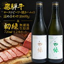 【ふるさと納税】【飛騨 味職人】飛騨牛ローストビーフ・焼きハムの詰め合わせ(計600g)と【初緑】 無濾過生原酒2種セット(720ml×各1本) お酒 日本酒 ...