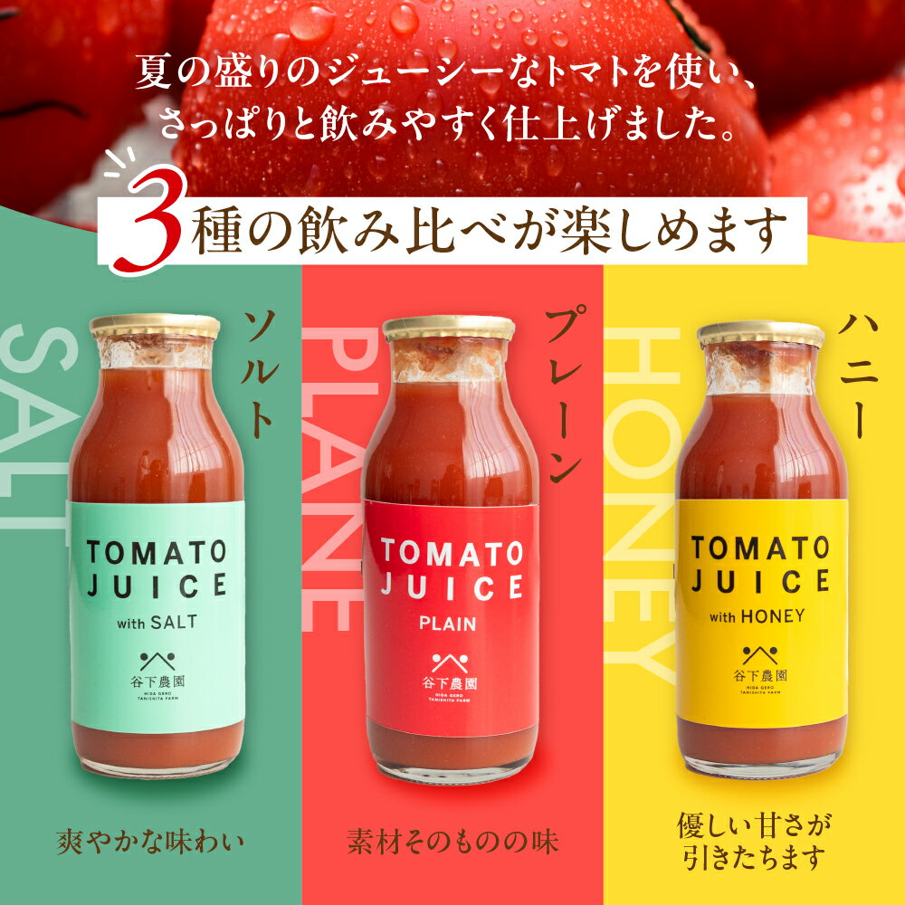 【ふるさと納税】 【飛騨産】麗月トマトジュースセット 3種飲み比べ（180ml×各1本） トマト 下呂温泉 おすすめ 特産品 ギフト 贈答品 贈り物 プレゼント ジュース 野菜 お歳暮 お中元 父の日 母の日 敬老の日 5000円 岐阜県 下呂市 とまと