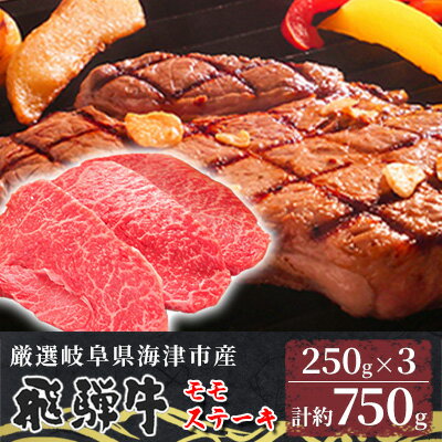 [飛騨牛]海津市産モモステーキ250g×3 [配達不可:離島] [ お肉 牛肉 ステーキ用 モモ肉 国産 岐阜県産 ブランド牛 夕飯 記念日 ディナー 赤身 サシ 霜降り 旨味 脂身が少ない ]