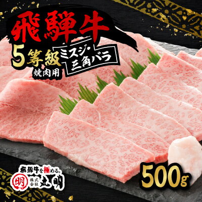 飛騨牛5等級 ミスジ・三角バラ 焼肉用 500g[配送不可地域:離島・北海道・沖縄県]