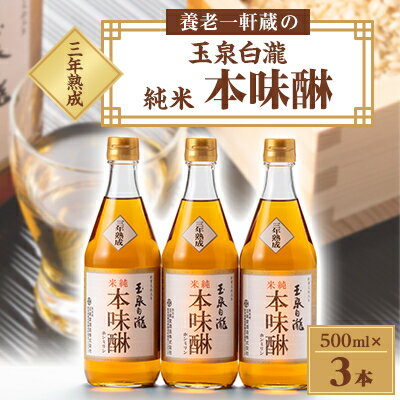 玉泉白瀧 三年熟成純米本味醂500ml×3本セット