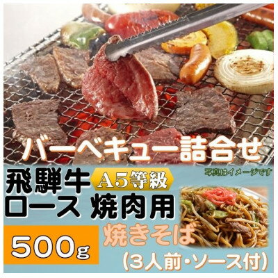 1位! 口コミ数「0件」評価「0」飛騨牛ロース5等級500g・焼きそば3人前(ソース付)　バーベキューセット【配送不可地域：離島】【1416387】