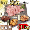 【ふるさと納税】【飛騨牛】焼肉4種セットA-2 ロース・肩ロースと味付けホルモンなど 合計1kg【配送不可地域:離島】【1619780】