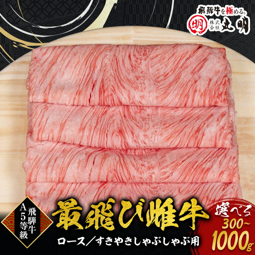 【ふるさと納税】【最飛び雌牛】飛騨牛A5等級ロースすきやきしゃぶしゃぶ用　300g/500g/1000g_ 牛肉 肉 飛騨牛 ひだぎゅう 和牛 黒毛和牛 ロース すき焼き しゃぶしゃぶ A5 高級 冷凍 送料無料 お取り寄せ 岐阜県 養老町 【配送不可地域：離島】【G1520152】