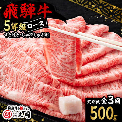 [毎月定期便]飛騨牛5等級ロース・すき焼きしゃぶしゃぶ用 500g全3回[配送不可地域:離島]