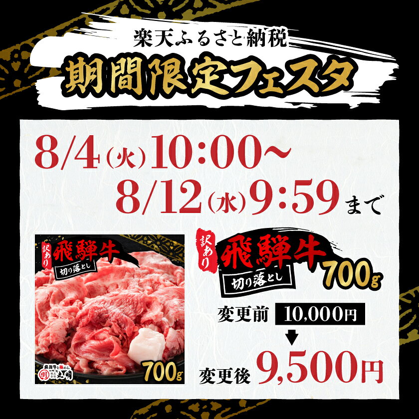 【ふるさと納税】《期間限定フェスタ対象》_【訳あり】飛騨牛　切り落とし(コマ切れ)[500g/700g/1kg]_ 肉 飛騨牛 牛肉 訳あり 切り落とし こま切れ 牛 お肉 精肉 牛脂付き 肉じゃが 牛丼 ハヤシライス 国産 【配送不可地域：離島】【G1043507】