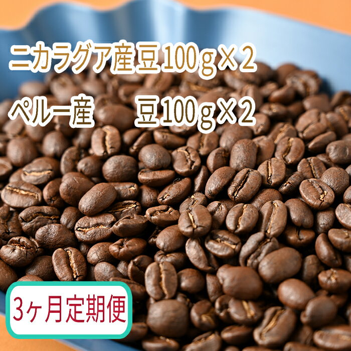 【3ヶ月定期便】カフェ・フランドル厳選 コーヒー豆 ニカラグア産(100g×2)ペルー産(100g×2)