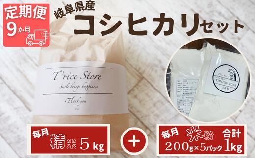 25位! 口コミ数「0件」評価「0」BE-31　【9ヵ月定期便】岐阜県産 コシヒカリ と コシヒカリ100％ 米粉 の セット【精米5kg 上新粉1kg】