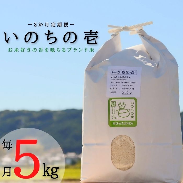 [3か月定期便][特別栽培米]≪令和5年産新米≫垂井町産いのちの壱(5kg×3回)