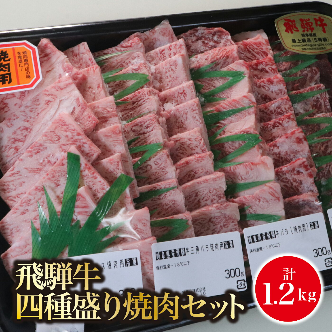 A5飛騨牛 四種盛り焼肉セット計1.2kg