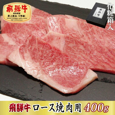 [化粧箱入り・最高級A5等級]飛騨牛ロース焼肉用400g(牛脂付き)[配送不可地域:離島]