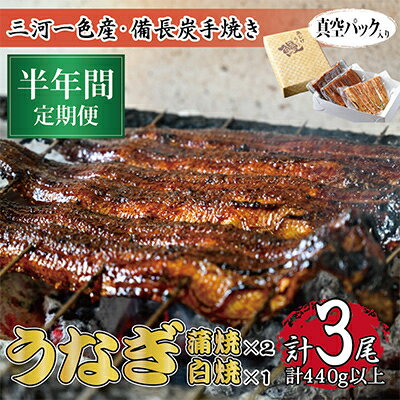【ふるさと納税】【毎月定期便】三河一色産 備長炭手焼き 昭和9年創業 魚しげのうなぎ 蒲焼2尾・白焼1尾 全6回【配送不可地域:離島】【4012734】