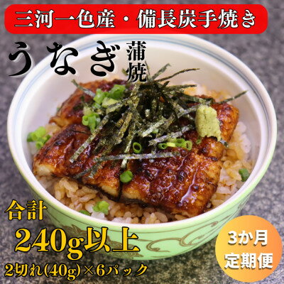 【ふるさと納税】【毎月定期便】三河一色産 備長炭手焼き 魚しげのこだわりのうなぎ 蒲焼 2切れ×6パック全3回【配送不可地域:離島】【4062582】