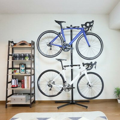 【ふるさと納税】ミノウラのペアスタンド(P-500AL-7S)　自立式自転車展示台　2台用　黒　【1643233】