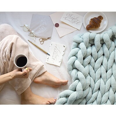 Cloudy Hand Knit Blanket Sサイズ ライトグリーン MWCA-003