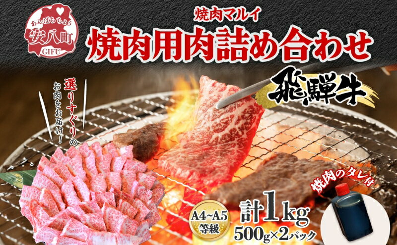 【ふるさと納税】飛騨牛焼肉用（A4～A5等級）マルイ厳選部位約1kg（約500g×2）　【お肉・牛肉・焼肉・バーベキュー・飛騨牛・焼肉用・1kg】