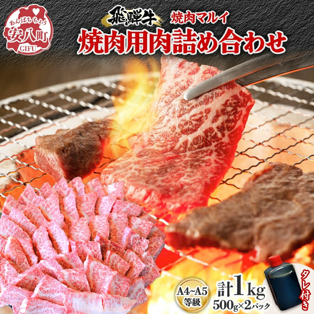 【ふるさと納税】飛騨牛焼肉用（A4～A5等級）マルイ厳選部位約1kg（約500g×2）　【お肉・牛肉・焼肉・...