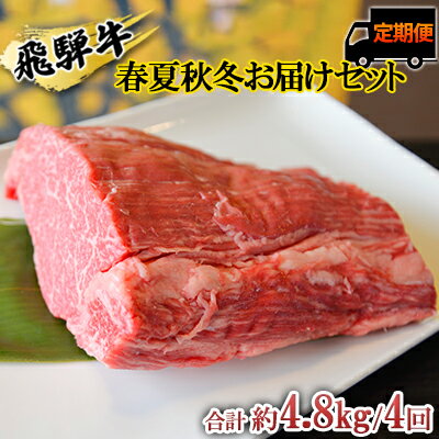 飛騨牛 春夏秋冬お届けセット A4〜A5等級使用(4回合計約4.8kg) [定期便・お肉・牛肉・ヒレ・焼肉・飛騨牛・すき焼き]