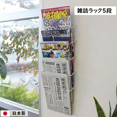 雑誌ラック 5段 壁面収納 ウォールポケット [ インテリア マガジンラック 新聞ストッカー 新聞ラック 日本製 国産 壁掛け 収納 スリム 壁面 壁面ラック 省スペース スリム 壁面家具 収納家具 ]